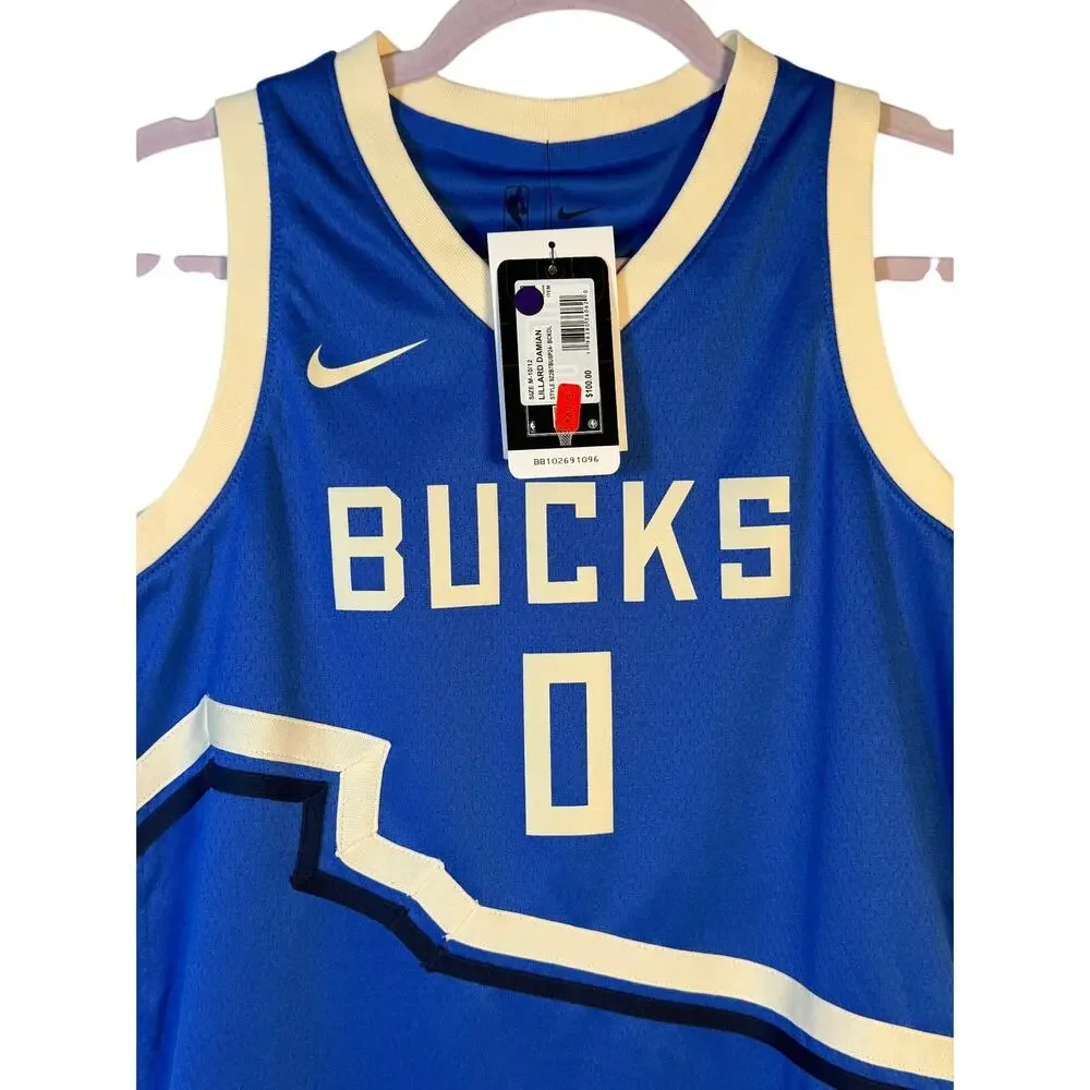 Nike Milwaukee Bucks Damian Lillard #0 City Edition Jersey Youth M 10/12 NWT